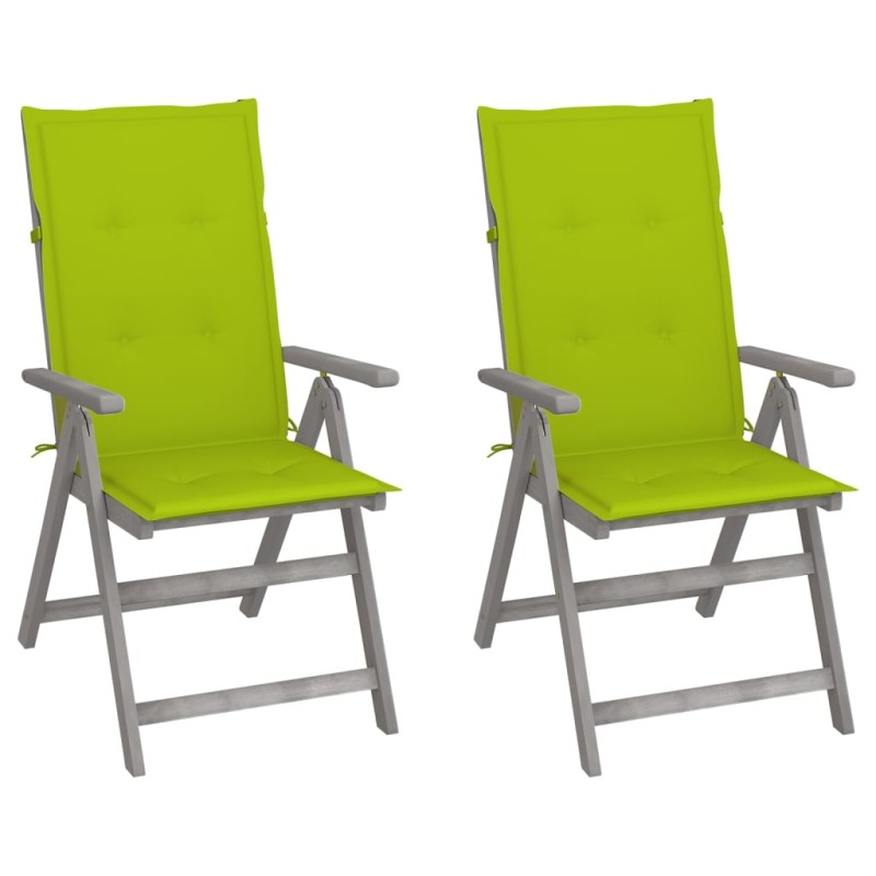 vidaXL Verstellbare Gartenstühle 2 Stk. mit Auflagen Massivholz Akazie vidaXL Verstellbare Gartenstühle 2 Stk. mit Auflagen Massivholz Akazie