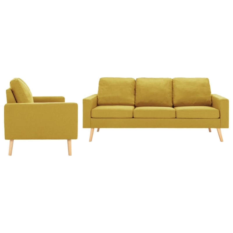 vidaXL 2-tlg. Sofagarnitur Stoff Gelb vidaXL 2-tlg. Sofagarnitur Stoff Gelb