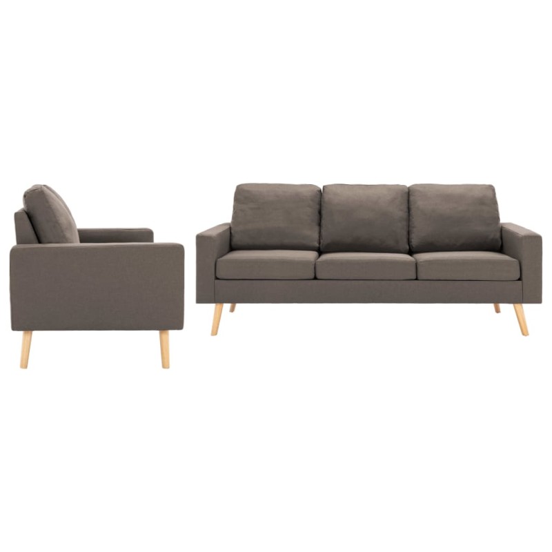 vidaXL 2-tlg. Sofagarnitur Stoff Taupe vidaXL 2-tlg. Sofagarnitur Stoff Taupe