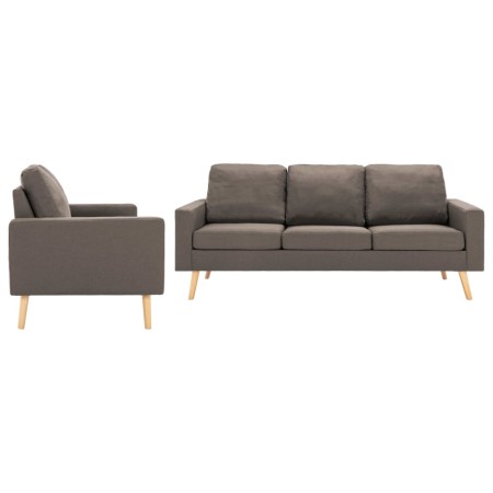 vidaXL 2-tlg. Sofagarnitur Stoff Taupe