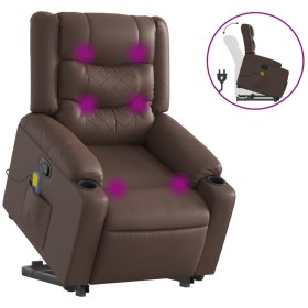 vidaXL Massagesessel mit Aufstehhilfe Braun Kunstleder