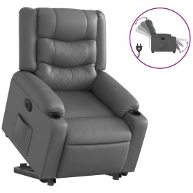 vidaXL Relaxsessel mit Aufstehhilfe Elektrisch Grau Kunstleder