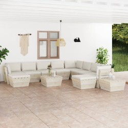 12-tlg. Garten-Sofagarnitur aus Paletten mit Kissen Fichtenholz