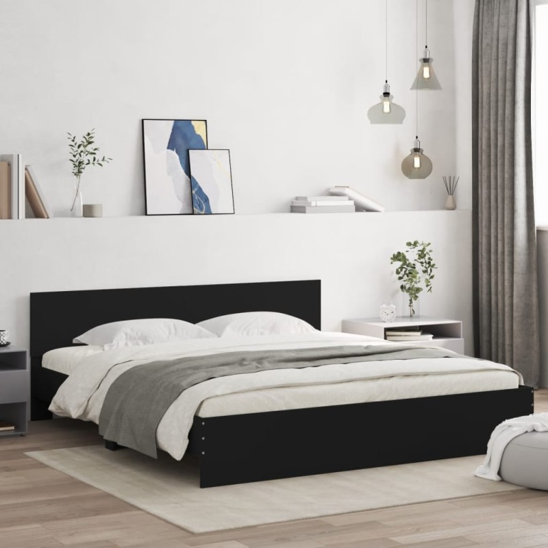 vidaXL Bettgestell mit Kopfteil Schwarz 180x200 cm vidaXL Bettgestell mit Kopfteil Schwarz 180x200 cm
