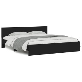 vidaXL Bettgestell mit Kopfteil Schwarz 180x200 cm