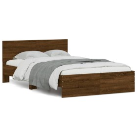 vidaXL Bettgestell mit Kopfteil Braun Eiche-Optik 120x200 cm