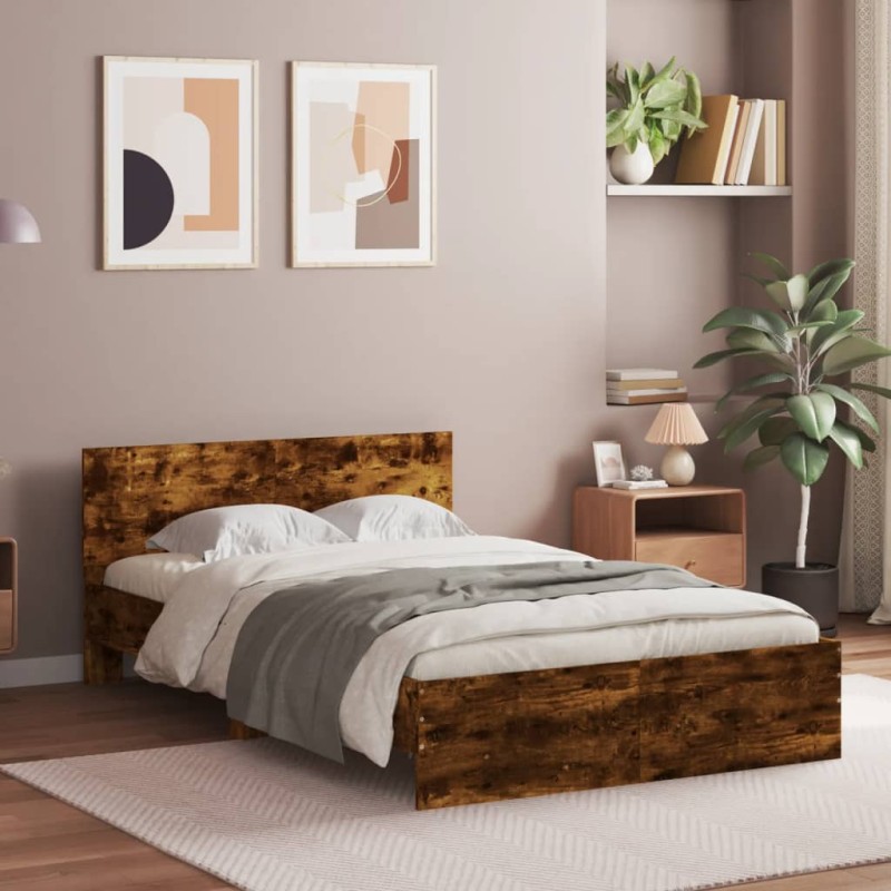 vidaXL Bettgestell mit Kopfteil Räuchereiche 120x200 cm vidaXL Bettgestell mit Kopfteil Räuchereiche 120x200 cm