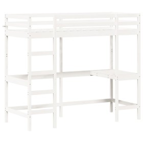 vidaXL Hochbett mit Schreibtisch Weiß 80x200 cm Massivholz Kiefer