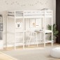 vidaXL Hochbett mit Schreibtisch Weiß 80x200 cm Massivholz Kiefer vidaXL Hochbett mit Schreibtisch Weiß 80x200 cm Massivholz Kiefer