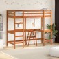 vidaXL Hochbett mit Schreibtisch Wachsbraun 80x200cm Massivholz Kiefer vidaXL Hochbett mit Schreibtisch Wachsbraun 80x200cm Massivholz Kiefer