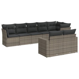 vidaXL 8-tlg. Garten-Sofagarnitur mit Kissen Grau Poly Rattan