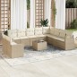 vidaXL 11-tlg. Garten-Sofagarnitur mit Kissen Beige Poly Rattan vidaXL 11-tlg. Garten-Sofagarnitur mit Kissen Beige Poly Rattan