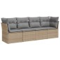 vidaXL 4-tlg. Garten-Sofagarnitur mit Kissen Beige Poly Rattan vidaXL 4-tlg. Garten-Sofagarnitur mit Kissen Beige Poly Rattan