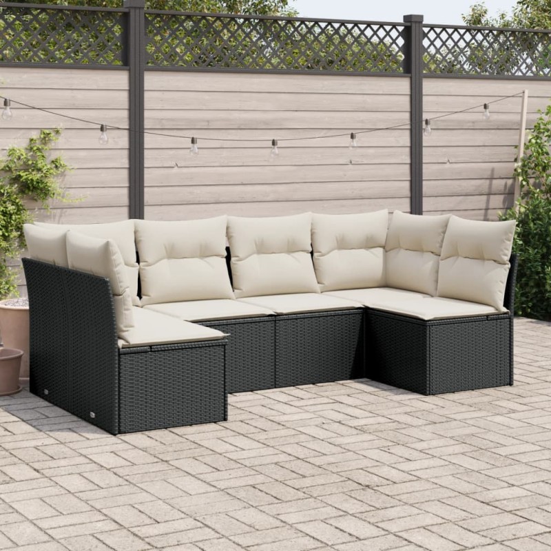 vidaXL 6-tlg. Garten-Sofagarnitur mit Kissen Schwarz Poly Rattan vidaXL 6-tlg. Garten-Sofagarnitur mit Kissen Schwarz Poly Rattan