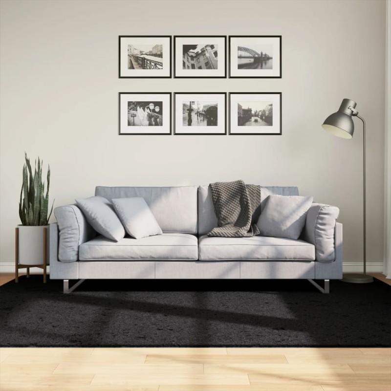 vidaXL Shaggy-Teppich PAMPLONA Hochflor Modern Schwarz 160x230 cm vidaXL Shaggy-Teppich PAMPLONA Hochflor Modern Schwarz 160x230 cm