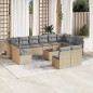 vidaXL 13-tlg. Garten-Sofagarnitur mit Kissen Beige Poly Rattan vidaXL 13-tlg. Garten-Sofagarnitur mit Kissen Beige Poly Rattan