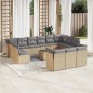vidaXL 14-tlg. Garten-Sofagarnitur mit Kissen Beige Poly Rattan vidaXL 14-tlg. Garten-Sofagarnitur mit Kissen Beige Poly Rattan