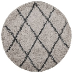 vidaXL Shaggy-Teppich PAMPLONA Hochflor Modern Beige Anthrazit Ø 120cm
