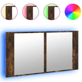 vidaXL LED-Spiegelschrank Räuchereiche 90x12x45 cm Acryl