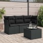 vidaXL 4-tlg. Garten-Sofagarnitur mit Kissen Schwarz Poly Rattan vidaXL 4-tlg. Garten-Sofagarnitur mit Kissen Schwarz Poly Rattan
