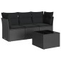 vidaXL 4-tlg. Garten-Sofagarnitur mit Kissen Schwarz Poly Rattan vidaXL 4-tlg. Garten-Sofagarnitur mit Kissen Schwarz Poly Rattan