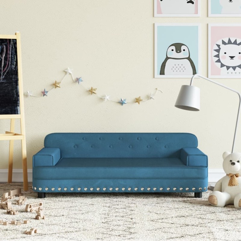 vidaXL Kindersofa Blau 90x53x30 cm Samt vidaXL Kindersofa Blau 90x53x30 cm Samt