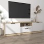 vidaXL TV-Schrank Weiß Sonoma-Eiche 140x35x40 cm Holzwerkstoff