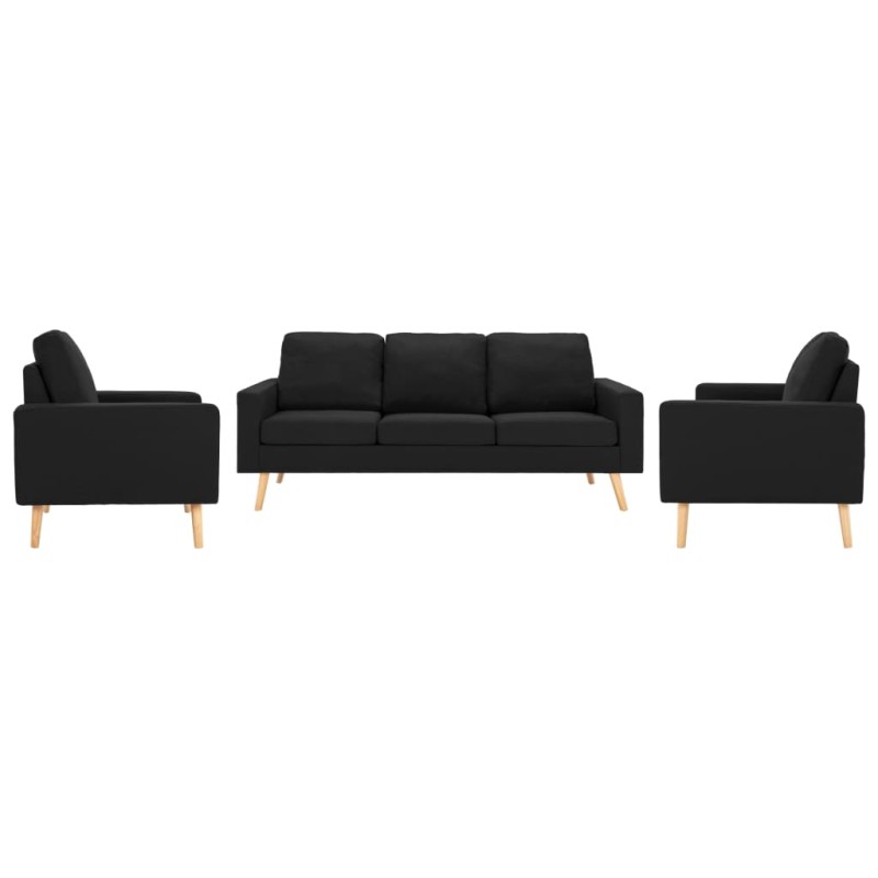 vidaXL 3-tlg. Sofagarnitur Stoff Schwarz vidaXL 3-tlg. Sofagarnitur Stoff Schwarz