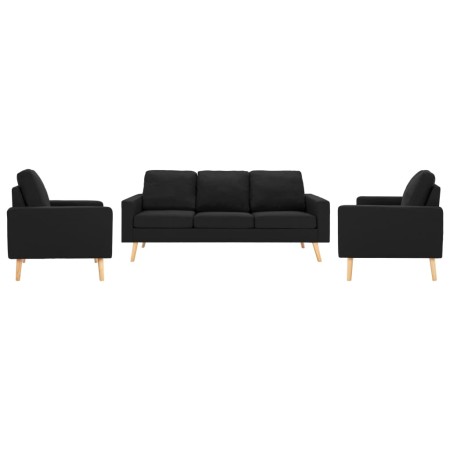 vidaXL 3-tlg. Sofagarnitur Stoff Schwarz