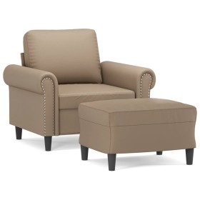 vidaXL Sessel mit Hocker Cappuccino-Braun 60 cm Kunstleder