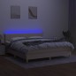 vidaXL Boxspringbett mit Matratze & LED Creme 160x200 cm Stoff vidaXL Boxspringbett mit Matratze & LED Creme 160x200 cm Stoff