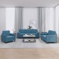 vidaXL 3-tlg. Sofagarnitur mit Kissen Blau Samt vidaXL 3-tlg. Sofagarnitur mit Kissen Blau Samt