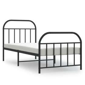 vidaXL Bettgestell mit Kopf- und Fußteil Metall Schwarz 80x200 cm