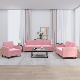 vidaXL 3-tlg. Sofagarnitur Rosa Samt