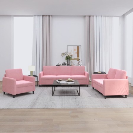 vidaXL 3-tlg. Sofagarnitur Rosa Samt