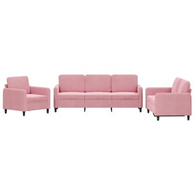 vidaXL 3-tlg. Sofagarnitur Rosa Samt