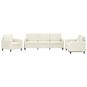 vidaXL 3-tlg. Sofagarnitur Creme Samt