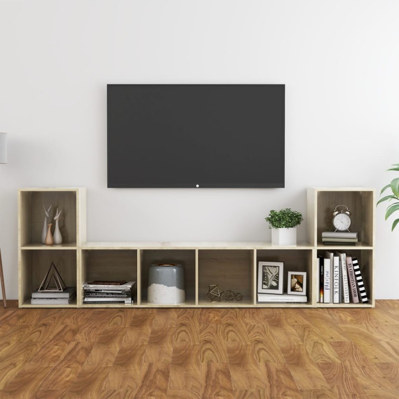vidaXL 3-tlg. TV-Schrank-Set Sonoma-Eiche Holzwerkstoff vidaXL 3-tlg. TV-Schrank-Set Sonoma-Eiche Holzwerkstoff