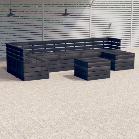 8-tlg. Garten-Sofagarnitur aus Paletten Kiefernholz Dunkelgrau