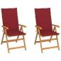 vidaXL Gartenstühle 2 Stk. mit Weinroten Kissen Massivholz Teak vidaXL Gartenstühle 2 Stk. mit Weinroten Kissen Massivholz Teak