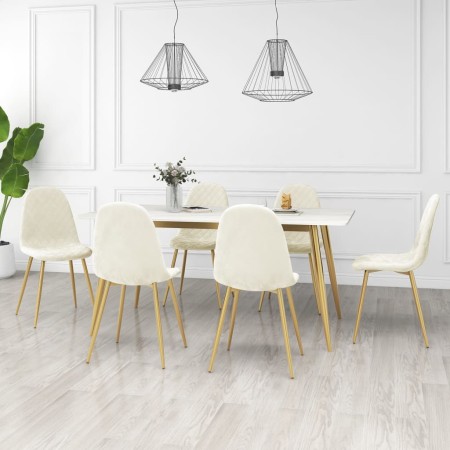 vidaXL Esszimmerstühle 6 Stk. Creme Samt
