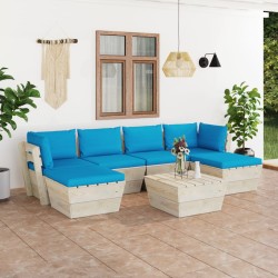 7-tlg. Garten-Sofagarnitur aus Paletten mit Kissen Fichtenholz