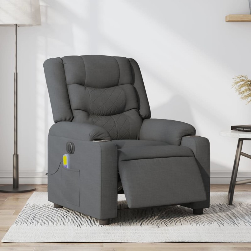 vidaXL Massagesessel Elektrisch Dunkelgrau Stoff vidaXL Massagesessel Elektrisch Dunkelgrau Stoff