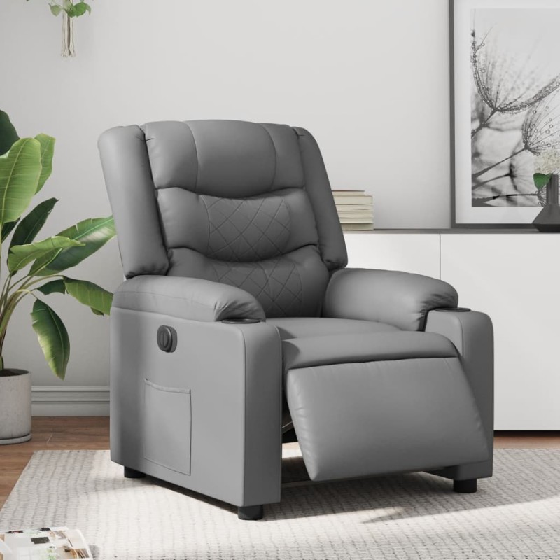 vidaXL Relaxsessel Elektrisch Grau Kunstleder vidaXL Relaxsessel Elektrisch Grau Kunstleder