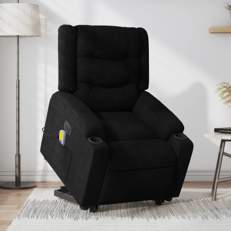 vidaXL Elektrischer Massagesessel mit Aufstehhilfe Schwarz Stoff