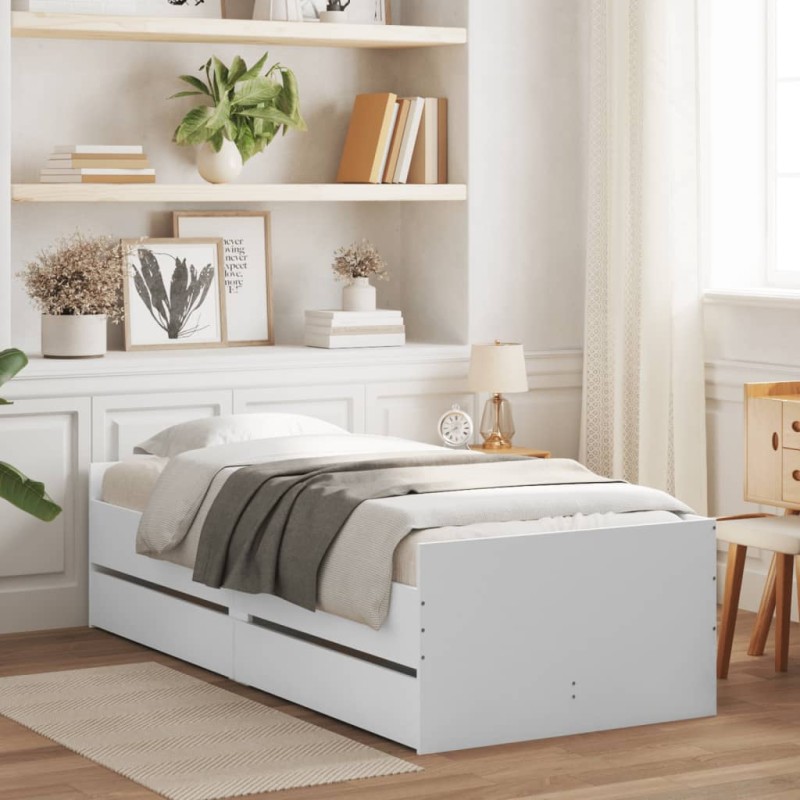 vidaXL Bett mit Schubladen Weiß 75x190 cm vidaXL Bett mit Schubladen Weiß 75x190 cm