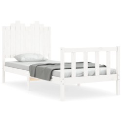 vidaXL Massivholzbett mit Kopfteil Weiß 90x200 cm