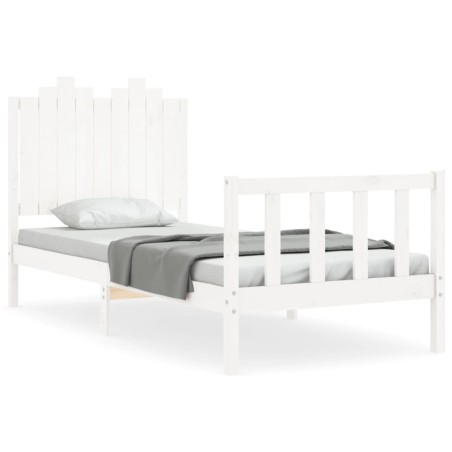 vidaXL Massivholzbett mit Kopfteil Weiß 90x200 cm
