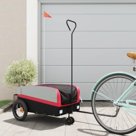 vidaXL Fahrradanhänger Schwarz und Rot 30 kg Eisen
