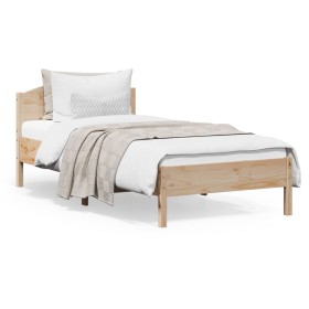 vidaXL Massivholzbett mit Kopfteil 90x200 cm Kiefer